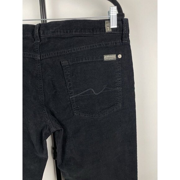 7 For All Mankind Black Roxanne Corduroy Mid Rise Jeans Size 32 - Picture 3 of 6